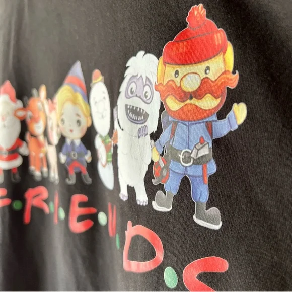 New Rudolph FRIENDS Graphic Sweatshirt Hoodie Black Unisex Women’s XL NWT - Picture 14 of 16